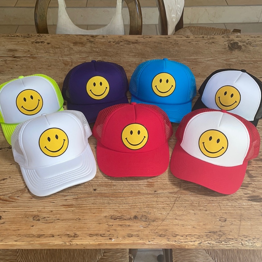 Smiley face happy face trucker hat